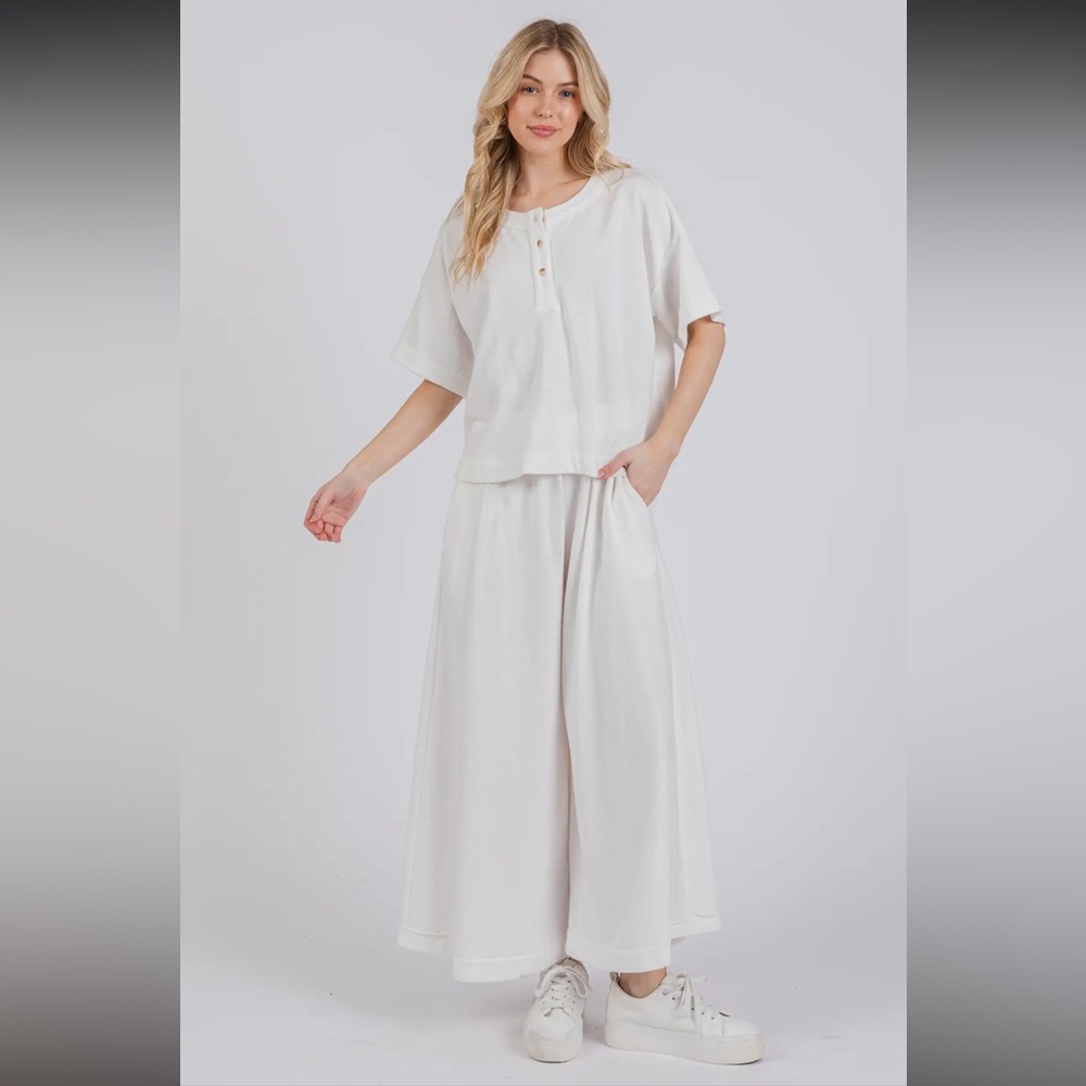 ShopEvelynne Cream Wide Leg Pants and Top